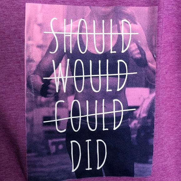 2/$20 Athletic Works 'Should Would Could Did' Activewear Purple Tank - Picture 15 of 15